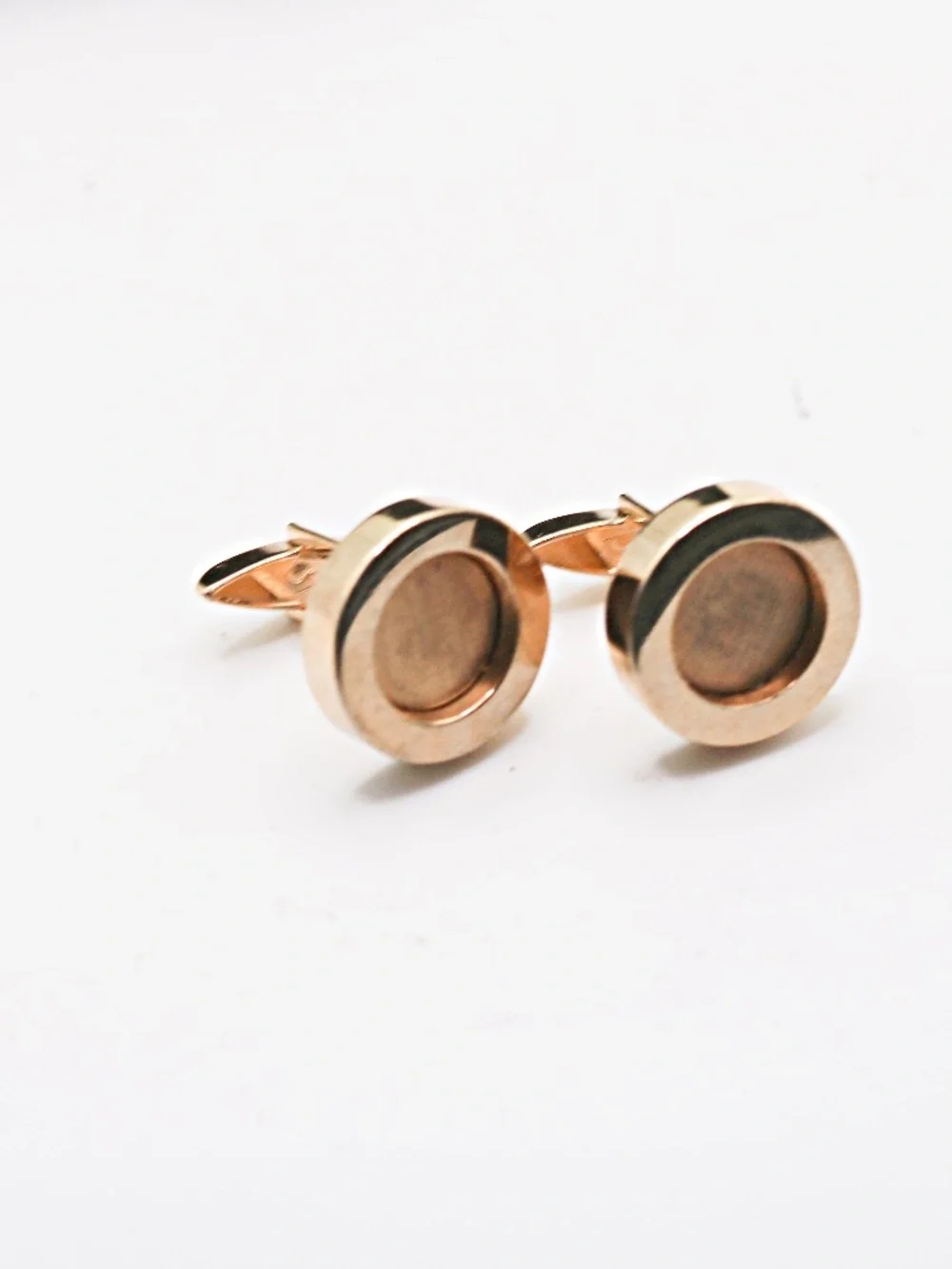 Simple Round Design Gold Tone Quality Vintage Cuff Links plain Etched